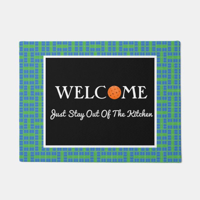 Paillasson Terrains de Pickleball Bleu et Vert, Orange Ball (Devant)