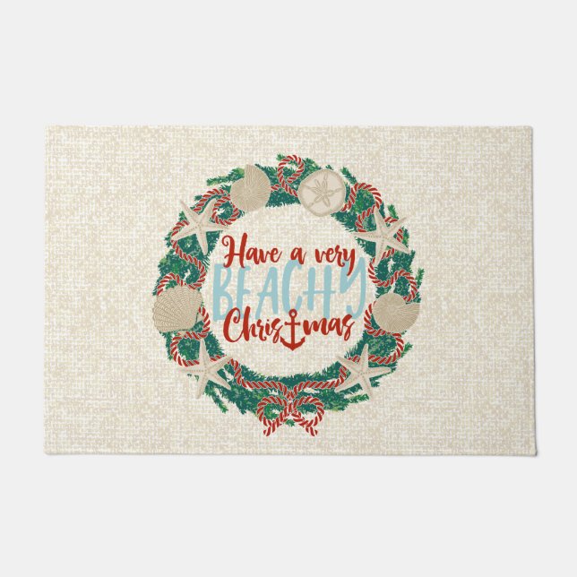 Paillasson Terre côtière de Noël Tropical Sea Shell Wreath -  (Devant)