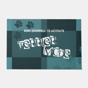 Paillasson Terrier Mode Funny Chien Pawprints gris Turquoise