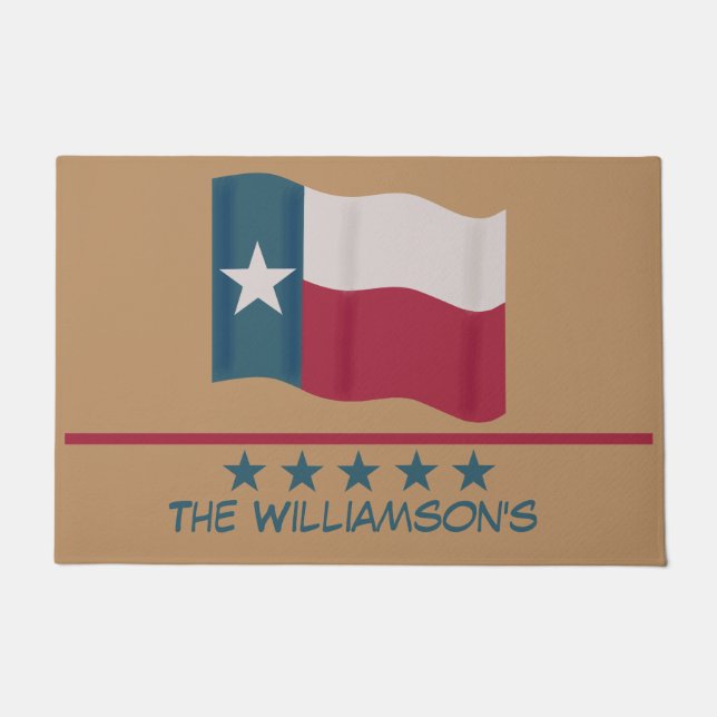 Paillasson Texas Lone Star Nom du drapeau personnalisé (Devant)