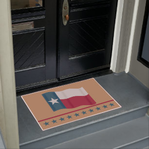 Paillasson Texas Red White Blue Lone Star Drapeau Tan