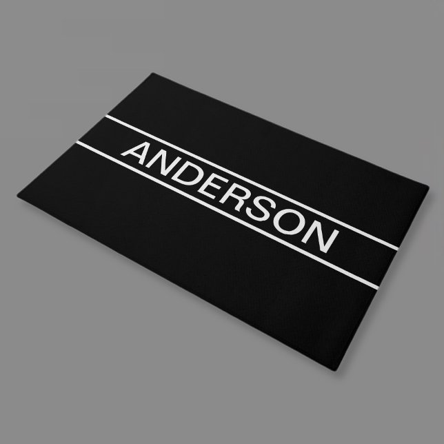Paillasson Texte personnalisable | Bold Modern Black & White (Créateur téléchargé)