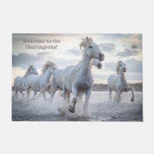 Paillasson Texte personnalisé Chevaux blancs