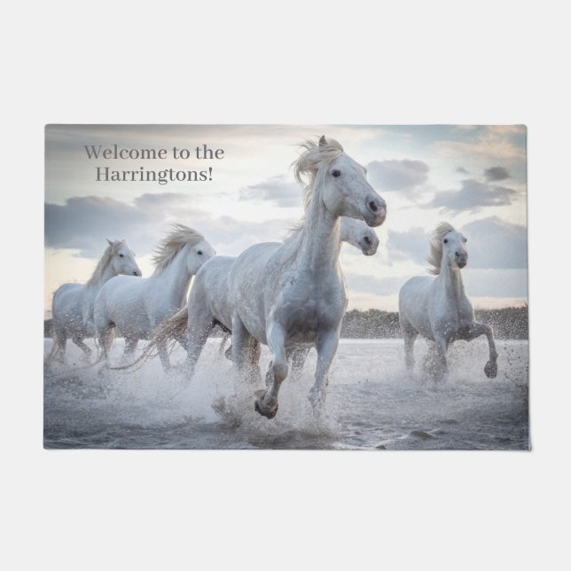 Paillasson Texte personnalisé Chevaux blancs (Devant)