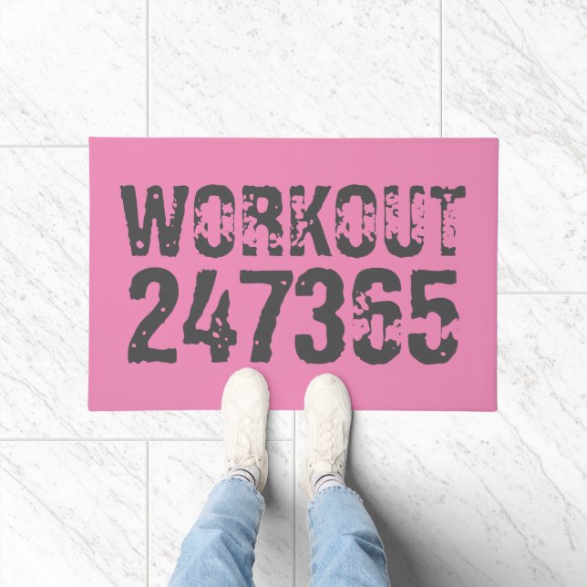 Paillasson Texte usé et rayé Workout 247365 rose (Intérieur)