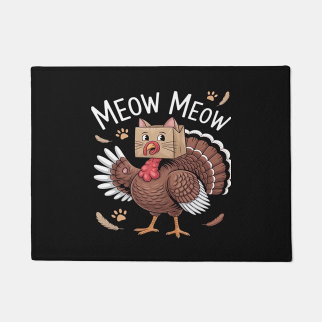Paillasson Thanksgiving Chat Funny Fake Chat Meow Thanksgivin (Devant)