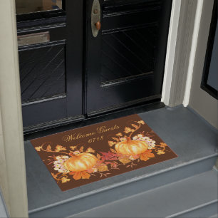 Paillasson Thanksgiving Citrouilles Numéro de la maison Bienv