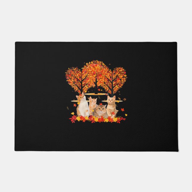 Paillasson Thanksgiving Maple Cat Heart Shape Tree Leaf (Devant)