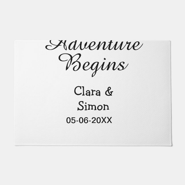 Paillasson The adventure begins wedding couple name datsimple (Devant)