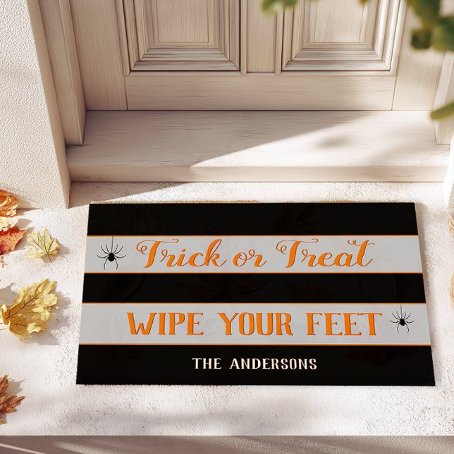 Paillasson Tic personnalisé ou traitement essuyer pieds Hallo (Personalized Trick or Treat Halloween Welcome Mat)