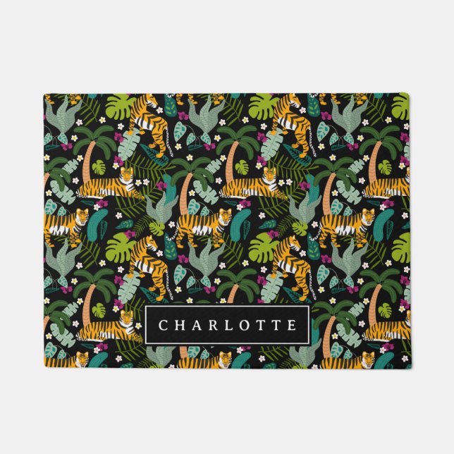 Paillasson Tigre tropical Jungle noire Safari Chats (Devant)
