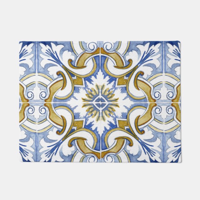 Paillasson Tiles méditerranéens, majolica, Sicilian style     (Devant)