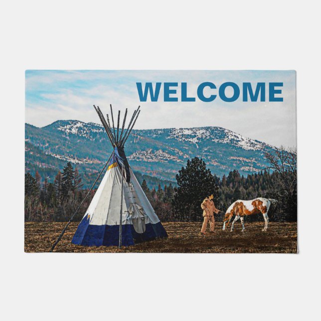 Paillasson Tipi - Camp d'hiver - Bienvenue (Devant)