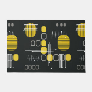 Paillasson Tissu Abstrait atomique noir jaune