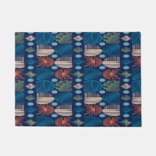 Paillasson Tissu de moisissure tribale des Caraïbes : bleu fe