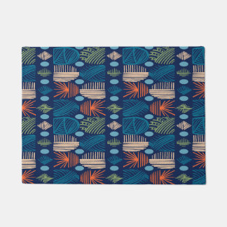 Paillasson Tissu de moisissure tribale des Caraïbes : bleu fe