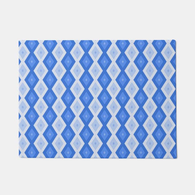Paillasson Tons de motif de diamant bleu (Devant)