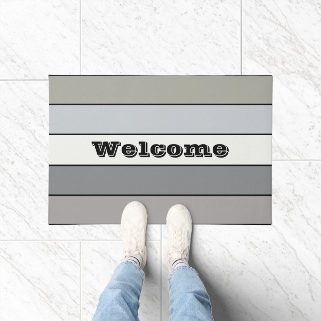 Paillasson Tons Gris Avec Bandes Noires Sur Papier Aquarelle (Intérieur)