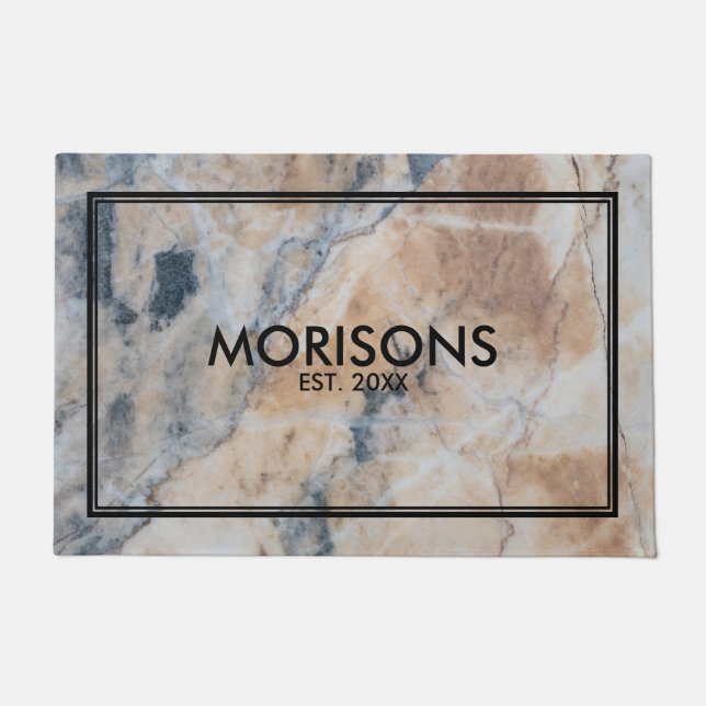Paillasson Tons Terre Tons Beige & Gris Marbre Pierre Texture (Devant)