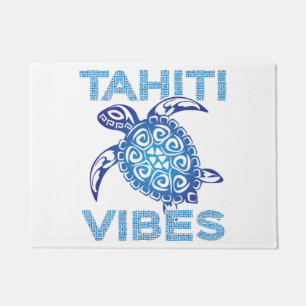 Paillasson Tortue bleu polynésienne de mer Tribal Tahiti Vibe