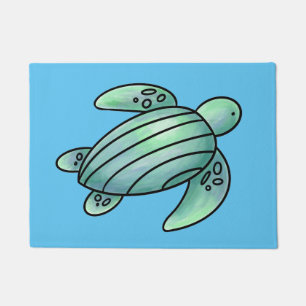 Paillasson tortue de mer peinte à l'aquarelle dessin animé bl