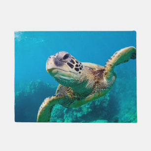 Paillasson Tortue de mer verte nageant au-dessus du récif
