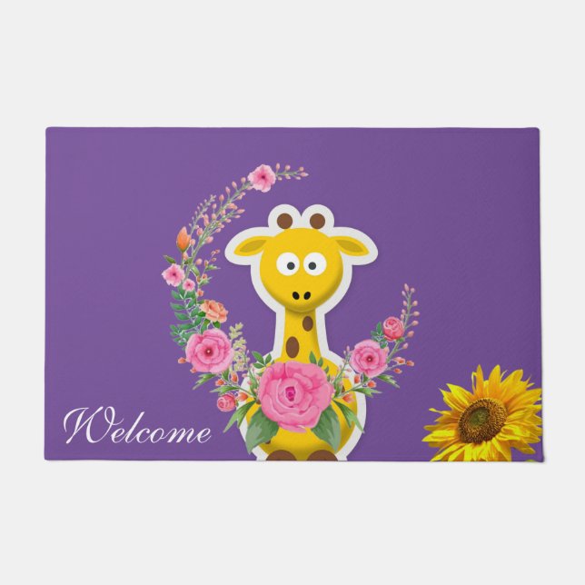 Paillasson Tournesol Floral Giraffe Porte Mat (Devant)