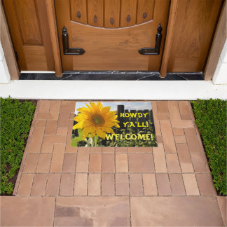 Paillasson Tournesol jaune Howdy Ya'll Welcome Door Mat
