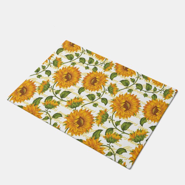 Paillasson Tournesols et texte (Incliné)