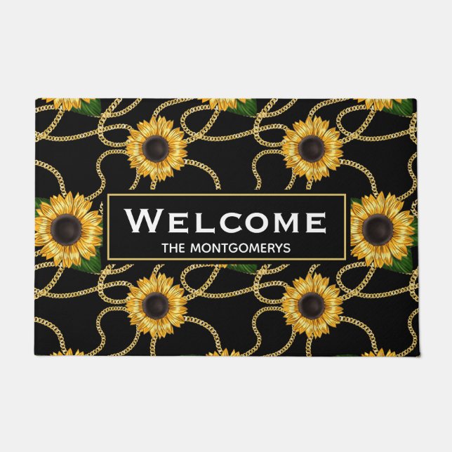 Paillasson Tournesols Jaunes Classique Accueil Motif élégant (Devant)