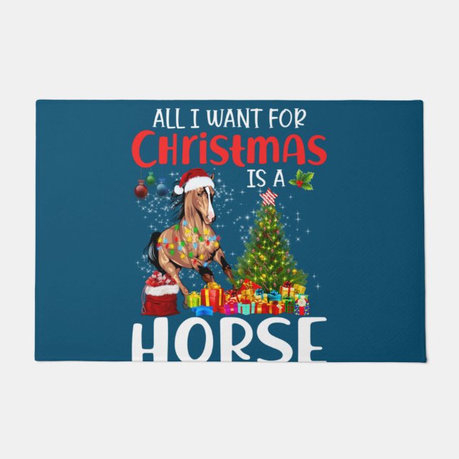 Paillasson Tout Ce Que Je Veux Pour Noël Est Un Cheval Drôle (Devant)