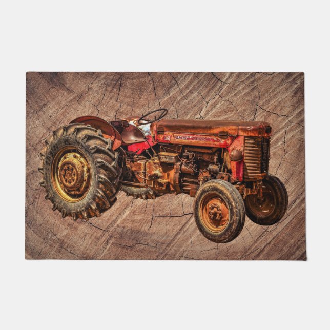 Paillasson Tracteur rouge antique (Devant)