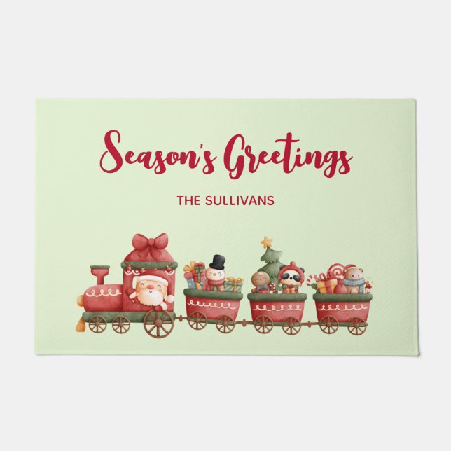 Paillasson Train de Noël Vintage avec jouets (Devant)