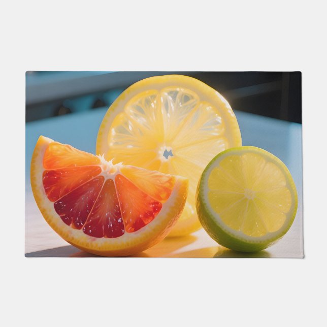 Paillasson Tranches de Citron Vibrantes Grapefruit Citron Ver (Devant)
