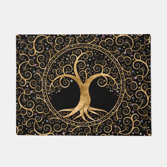 Paillasson Tree of life Golden Spiral and Gemstones (Devant)