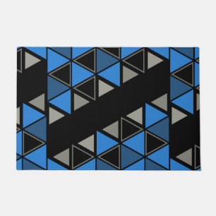 Paillasson Triangles géométriques rétro Argent bleu