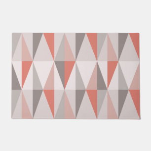 Paillasson Triangles modernes du milieu du siècle Saumon rose