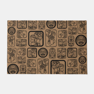 Paillasson Tribal MAYA ancien masque motif 1