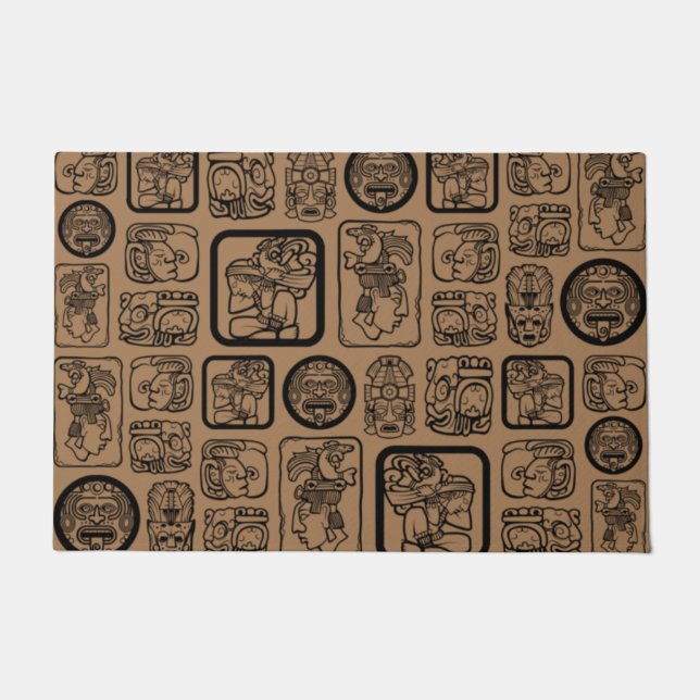 Paillasson Tribal MAYA ancien masque motif 1 (Devant)