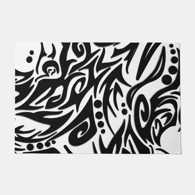 Paillasson Tribal noir Abstrait (Devant)