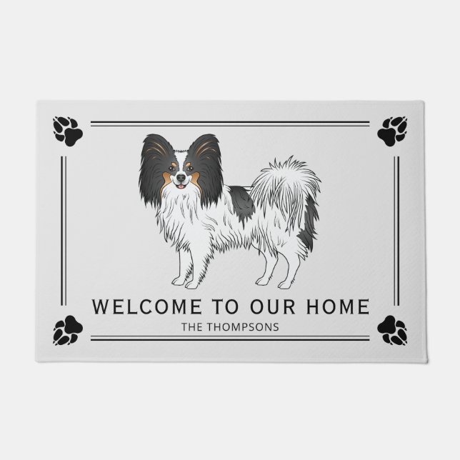 Paillasson Tricolore Papillon Cute Dog Avec Texte Personnalis (Devant)