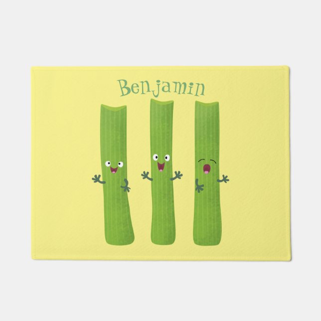Paillasson Trio de bâtonnets de céleri mignon dessin animé lé (Devant)