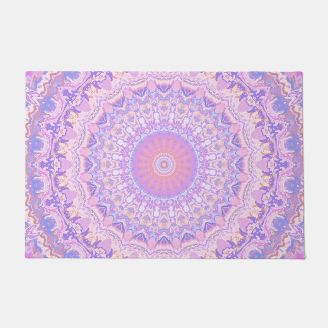 Paillasson Trippy coloré complexe Boho Hippie Mandala (Devant)