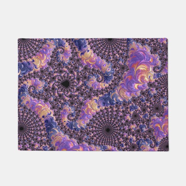 Paillasson Trippy Super Boho Colorful Jewel Tone Fractal Art (Devant)