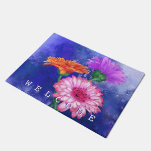 Paillasson Trois couleurs Gerberas Peinture Art - Bienvenue