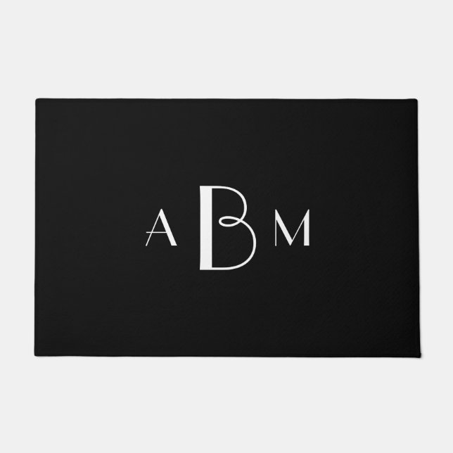 Paillasson Trois initiales blanches en monogramme sur fond no (Devant)