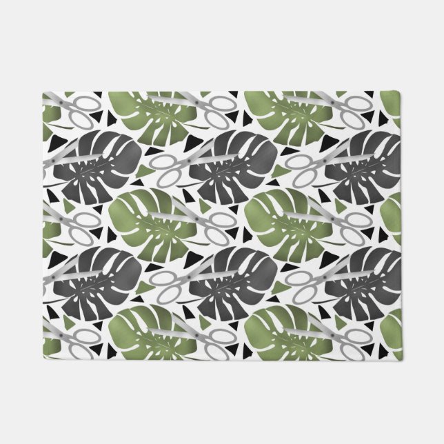 Paillasson Tropical print monstera leaves scissors jungle exo (Devant)