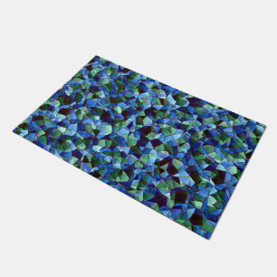 Paillasson Trou de mosaïque irrégulière verte et bleue rec