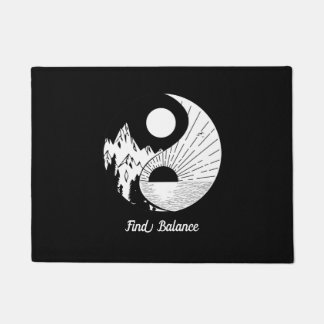 Paillasson Trouver l'équilibre Zen Yin Yang Noir Blanc