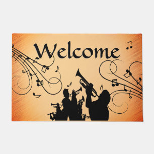 Paillasson Trumpet Section Jazz Musique Orange Rust Bienvenue